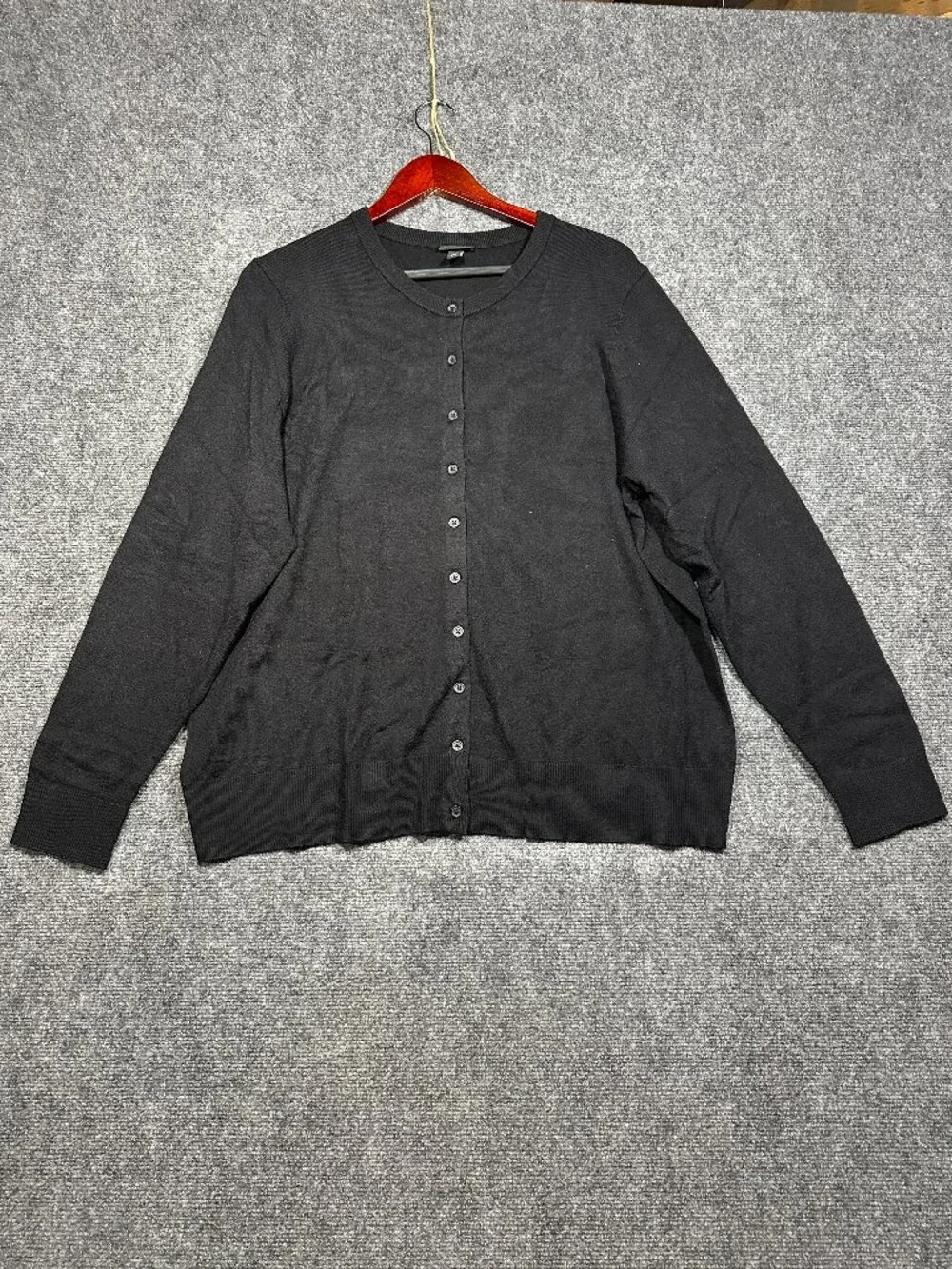 Torrid Sweater Womens 2X Cardigan Black Button Up Long Sleeve Ribbed Hem Cuffs